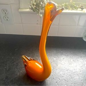 Vintage viking glass swan